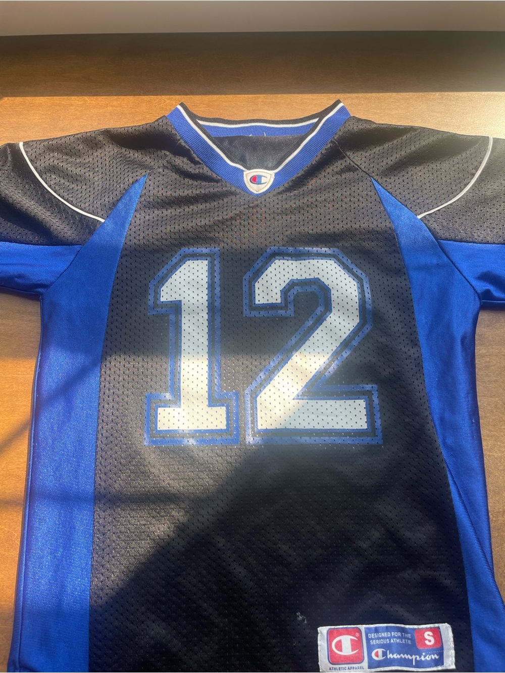 Champion Boys Black & Royal Blue Athletic Jersey with Number 12